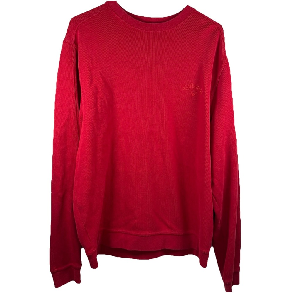 Callaway Golf Sweater Mens  Red XL Crewneck Pullover Logo Sport Knit Long Sleeve
